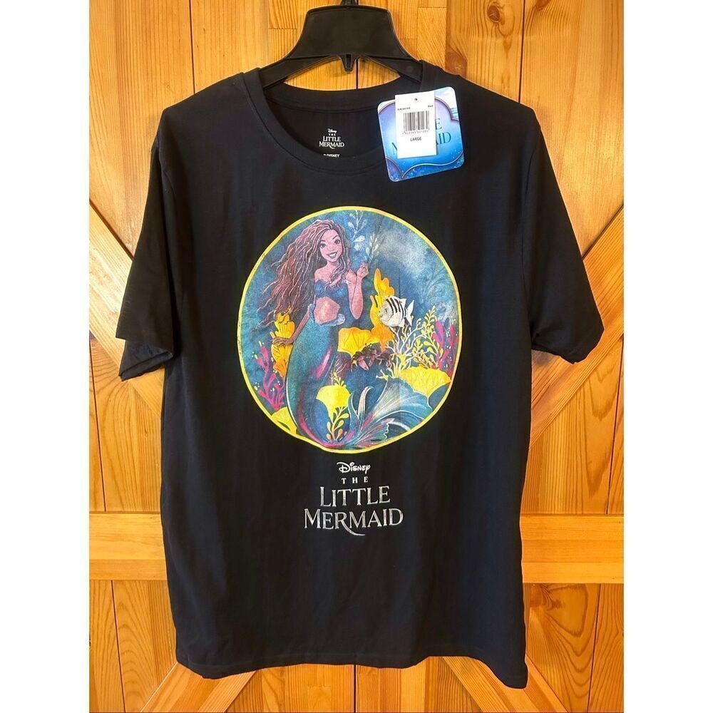 Disney The Little Mermaid Adult Black Graphic T-Shirt NWT Size Large (5533)